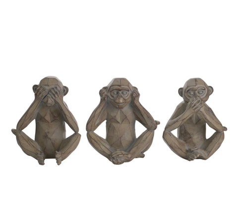 Set Of 3 Cheeky Monkeys Ornamen