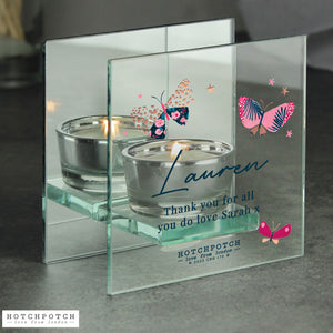 Personalised Butterfly Mirrored Tealight Holder
