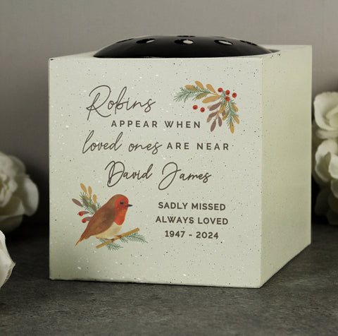 Personalised Robins Appear Memorial Vase