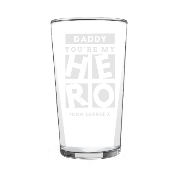 Personalised My Hero Pint Glass