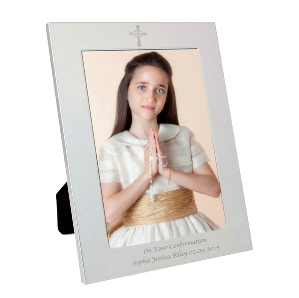 Personalised Silver 5x7 Cross Photo Frame