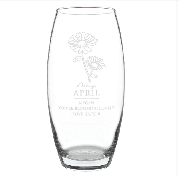 Personalised April Birth Flower Bullet Vase