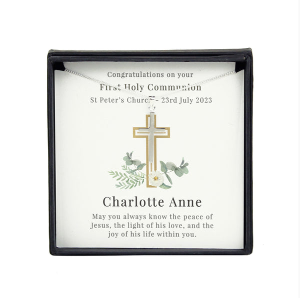 Personalised Floral Sentiment Cross Necklace and Box