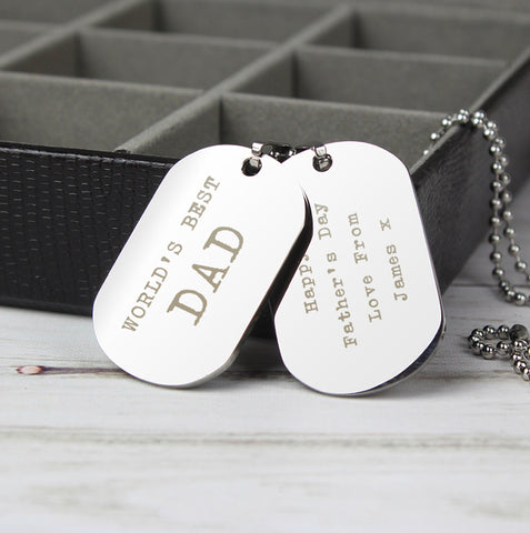 Personalised Free Text Steel Double Dog Tag Necklace
