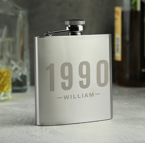 Personalised Date & Name Hip Flask