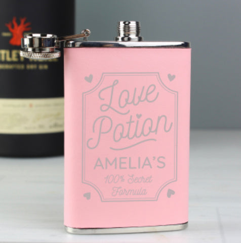 Personalised Love Potion Pink Hip Flask