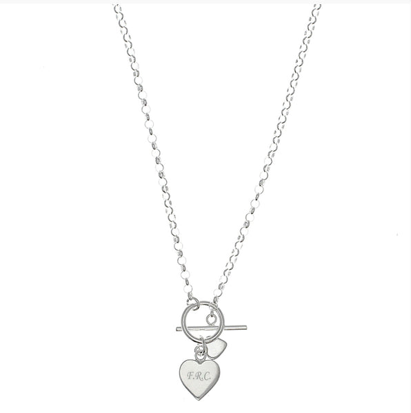 Personalised Hearts T-Bar Necklace  no