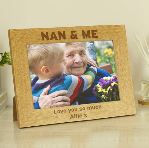 Personalised Nan & Me 5x7 Landscape Wooden Photo Frame