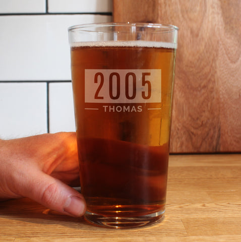 Personalised Name & Date Pint Glass