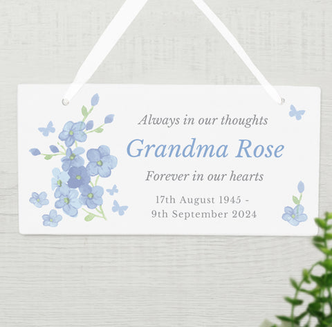 Personalised Memorial Forget Me Not Wooden Sign