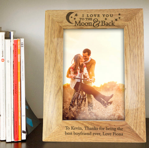 Personalised To the Moon and Back... 5x7 Wooden Photo Frame