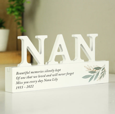 Personalised Botanical Wooden Nan Ornament