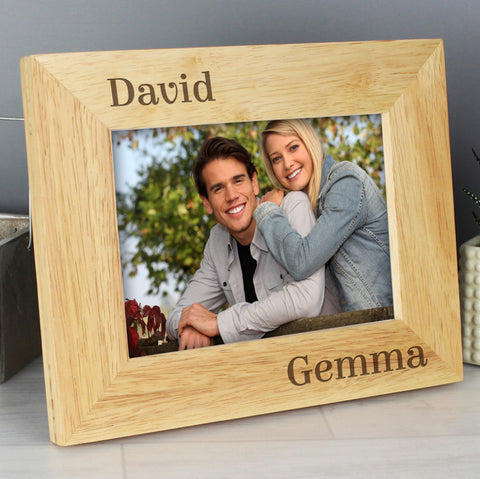 Personalised Couples 5x7 Landscape Wooden Photo Frame