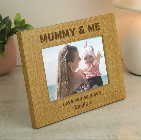 Personalised Oak Finish 6x4 Mummy & Me Photo Frame