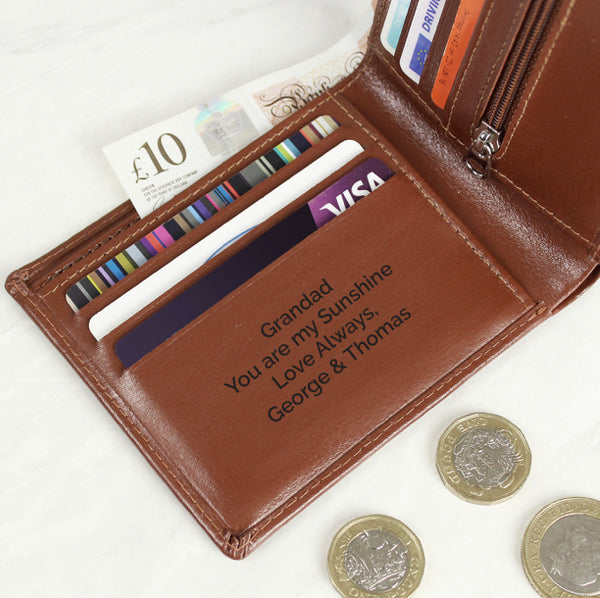 Personalised Free Text Tan Leather Wallet