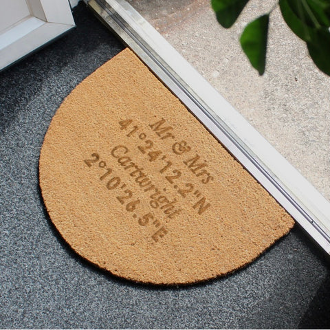 Personalised Free Text Half Moon Indoor Doormat