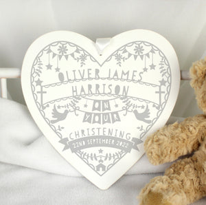 Personalised Grey Papercut Style Large Wooden Heart