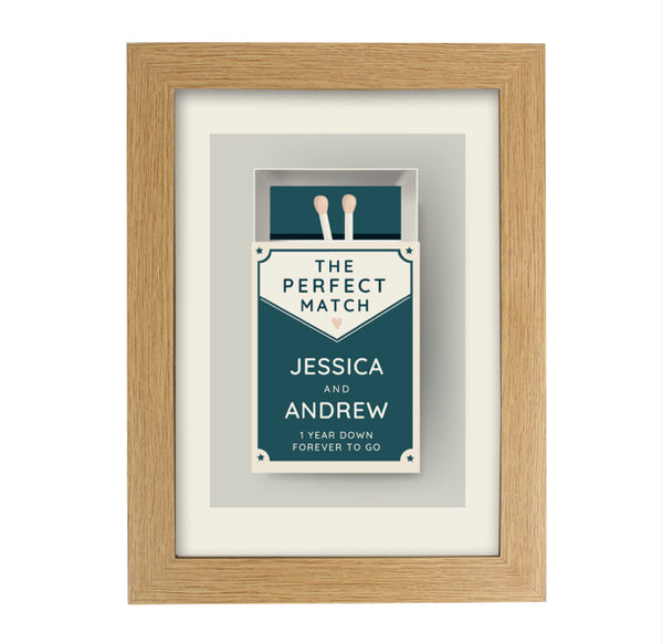 Personalised The Perfect Match A4 Oak Framed Print