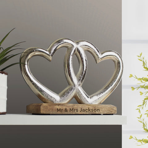 Personalised Free Text Double Heart Ornament