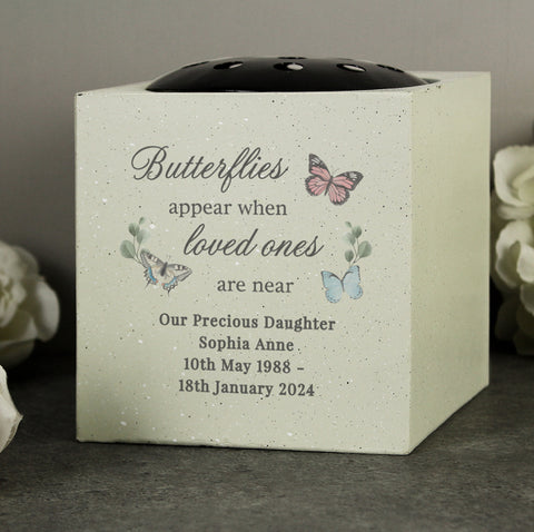 Personalised Butterflies Appear Memorial Vase