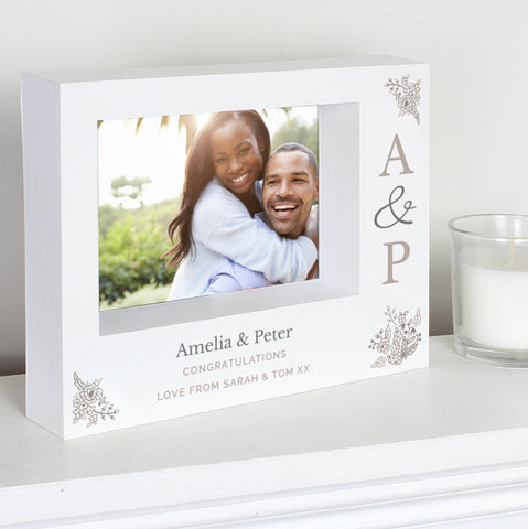 Personalised Couples Initials 5x7 Landscape Box Photo Frame