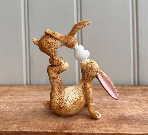 Natural Kissing Rabbit Ornament