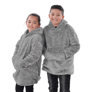 Children’s Eskimo Teddy Fleece Hoodie Blanket - Grey