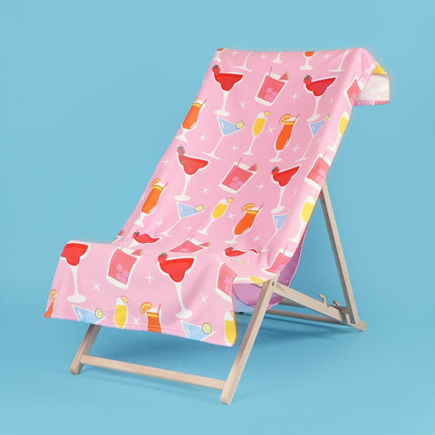 Cocktail Print Beach Towel - Blush