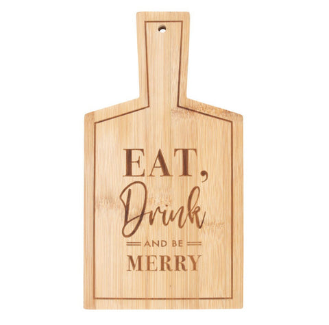 Eat, Drink & Be Merry Bamboo Serving Board