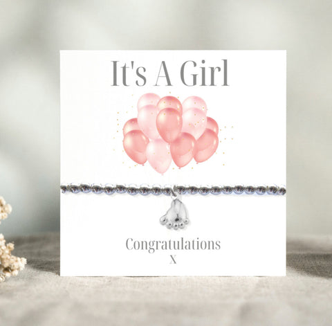 It's A Girl Bracelet - Balloon Gift Card