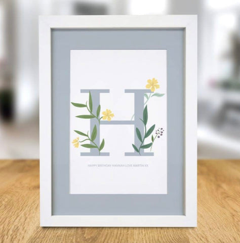 Floral Initial A4 Framed Print