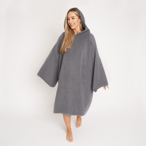 Adult Poncho Oversized Changing Robe, Charcoal - One Size