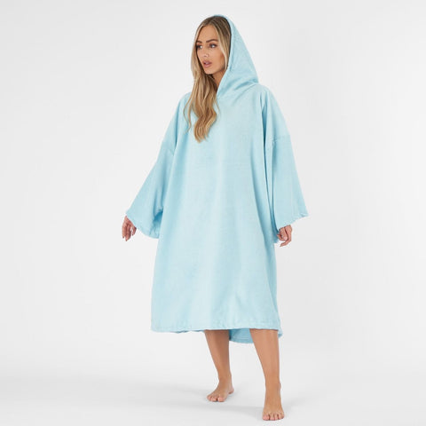 Adult Poncho Oversized Changing Robe, Sky Blue - One Size