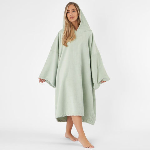 Adult Poncho Oversized Changing Robe, Sage - One Size