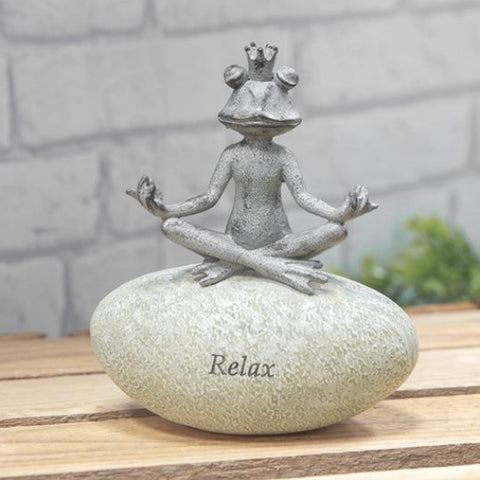 “Relax” Frog On Stone Garden Ornament