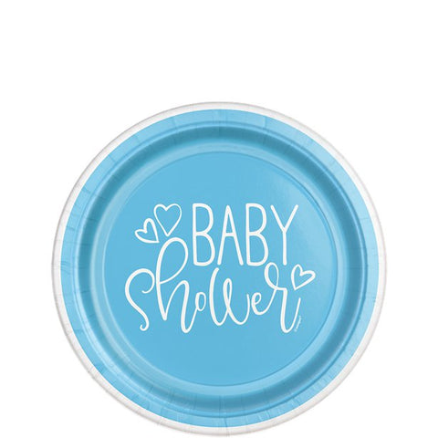 Blue Hearts Baby Shower Dessert Plates