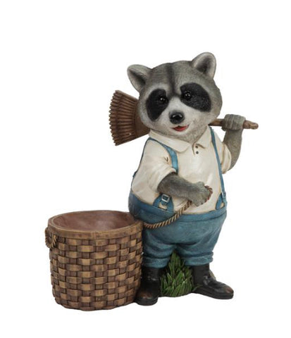 Raccoon Garden Ornament With Plant Pot