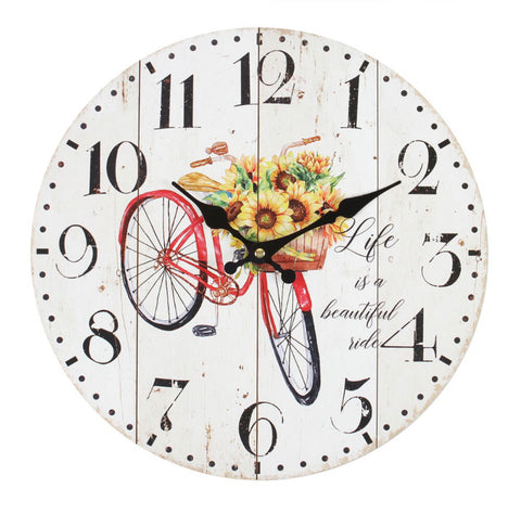 Shabby Chic Red Bicycle Clock