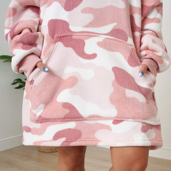 Camouflage Hooded Blanket - Blush