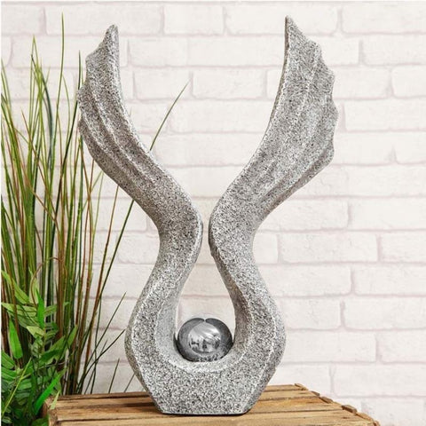 Concrete Effect Abstract Sculpture With Stainless Steel Ball