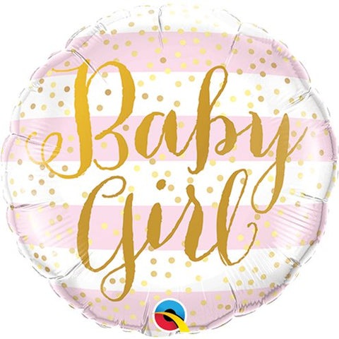 Baby Girl Pink Stripes Foil Balloon