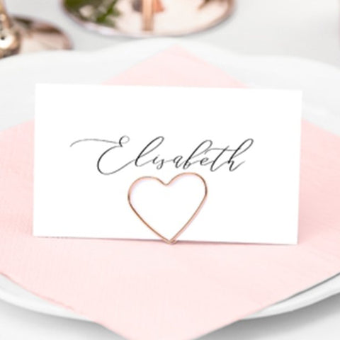 Rose Gold Heart Place Card Holders