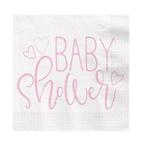 Pink Hearts Baby Shower Luncheon Napkins