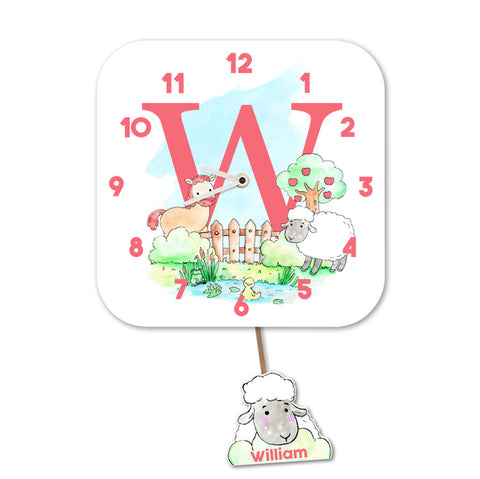 Alphabet Farm Wall Clock