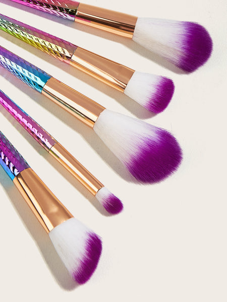 5pcs High Shine Colourful Twist Handle Makeup Brush Set