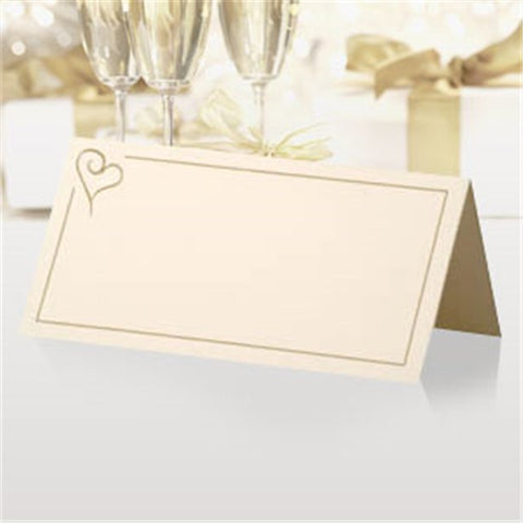 Contemporary Heart Wedding Place Cards - Gold