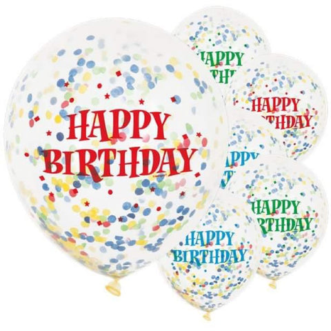Happy Birthday Bright Confetti Balloons