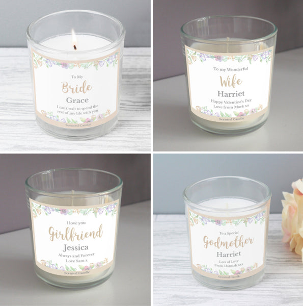 Personalised Floral Watercolour Jar Candle