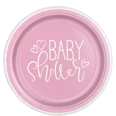 Pink Hearts Baby Shower Plates