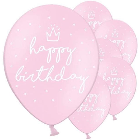 Pastel Pink Happy Birthday Balloons